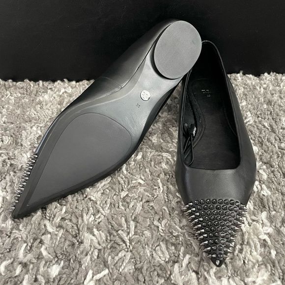 NWT Zara Studded Leather Ballet Flats - Picture 11 of 12